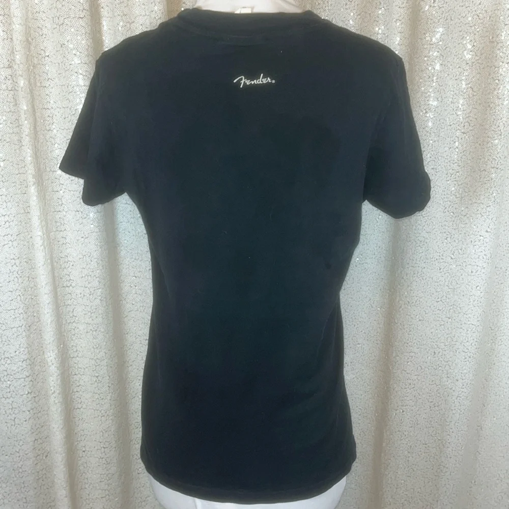 Black Fender Tee with Rock & Roll Print - Picture 3 of 4